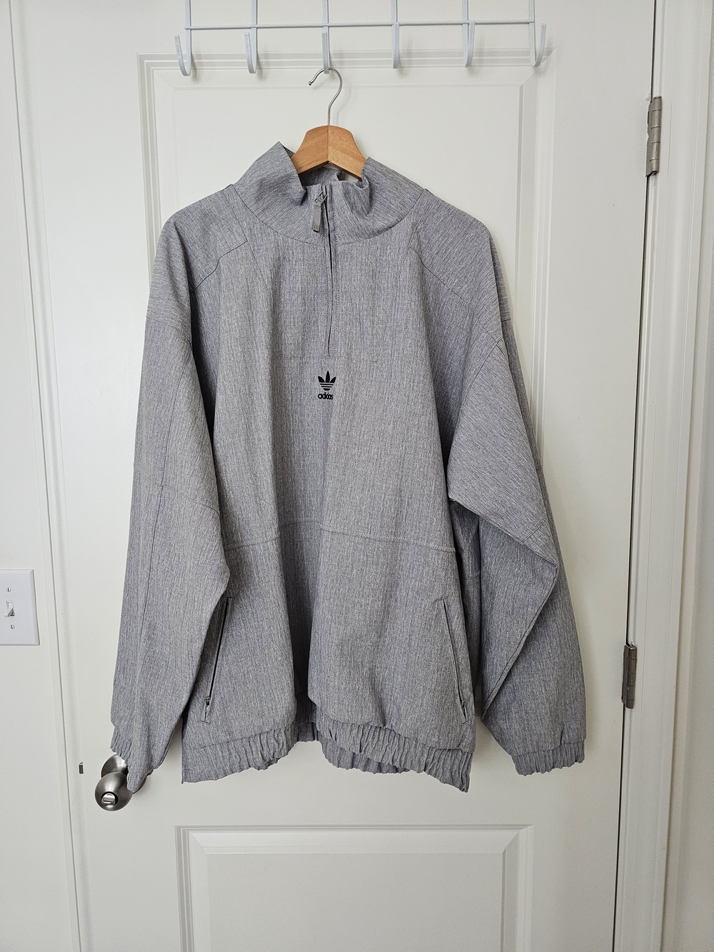 Adidas Men’s Gray Half-Zip Windbreaker Jacket Size XL